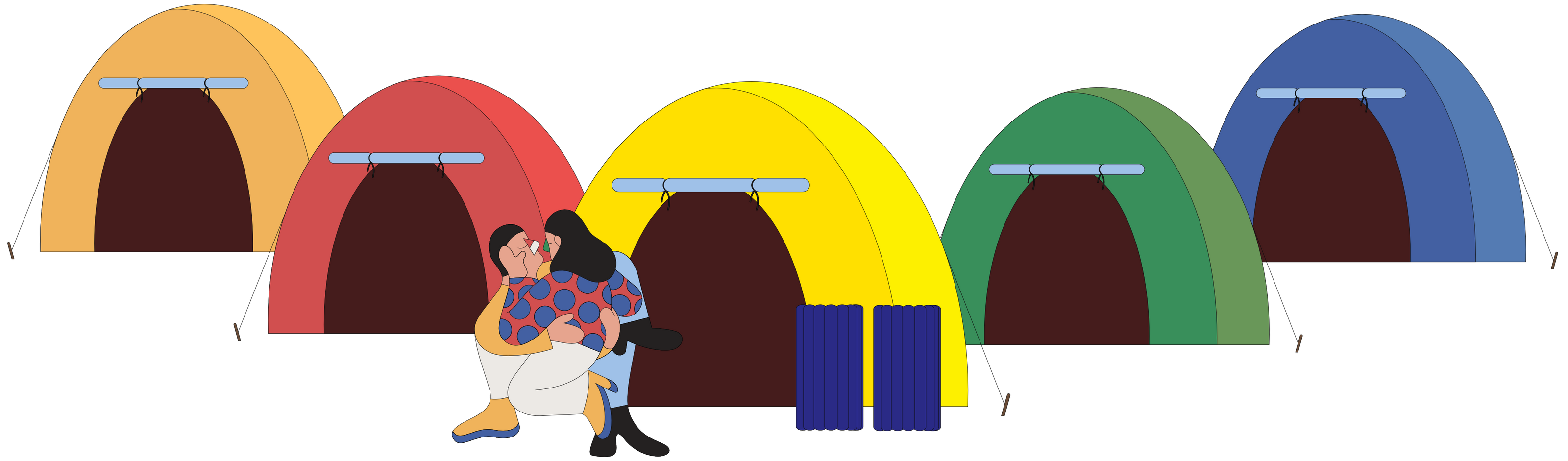 Zzz Mattress and tents in different colors